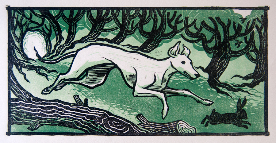 Year of the Dog: Whippet Linocut