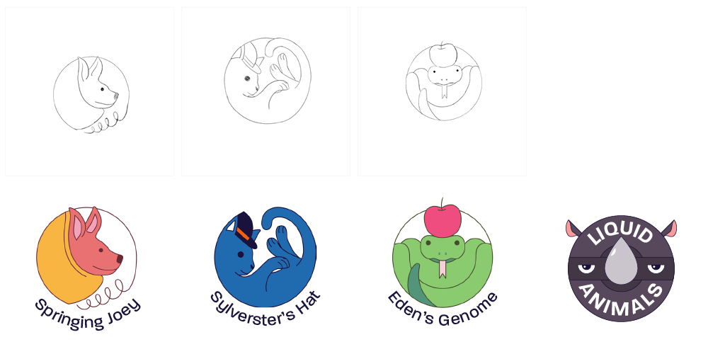 Liquid Animals logo concepts
