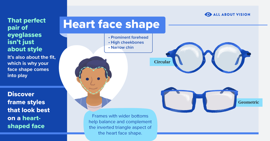 Sorted by color: Heart-shaped face and glasses styles
